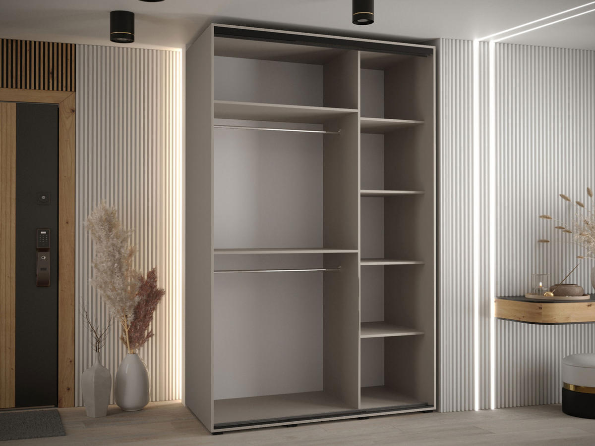 KLEIDERSCHRANK Dakota 3 150 cm - Beige/Schwarz, Holzwerkstoff/Kunststoff (150/235/60cm) - MIRJAN24
