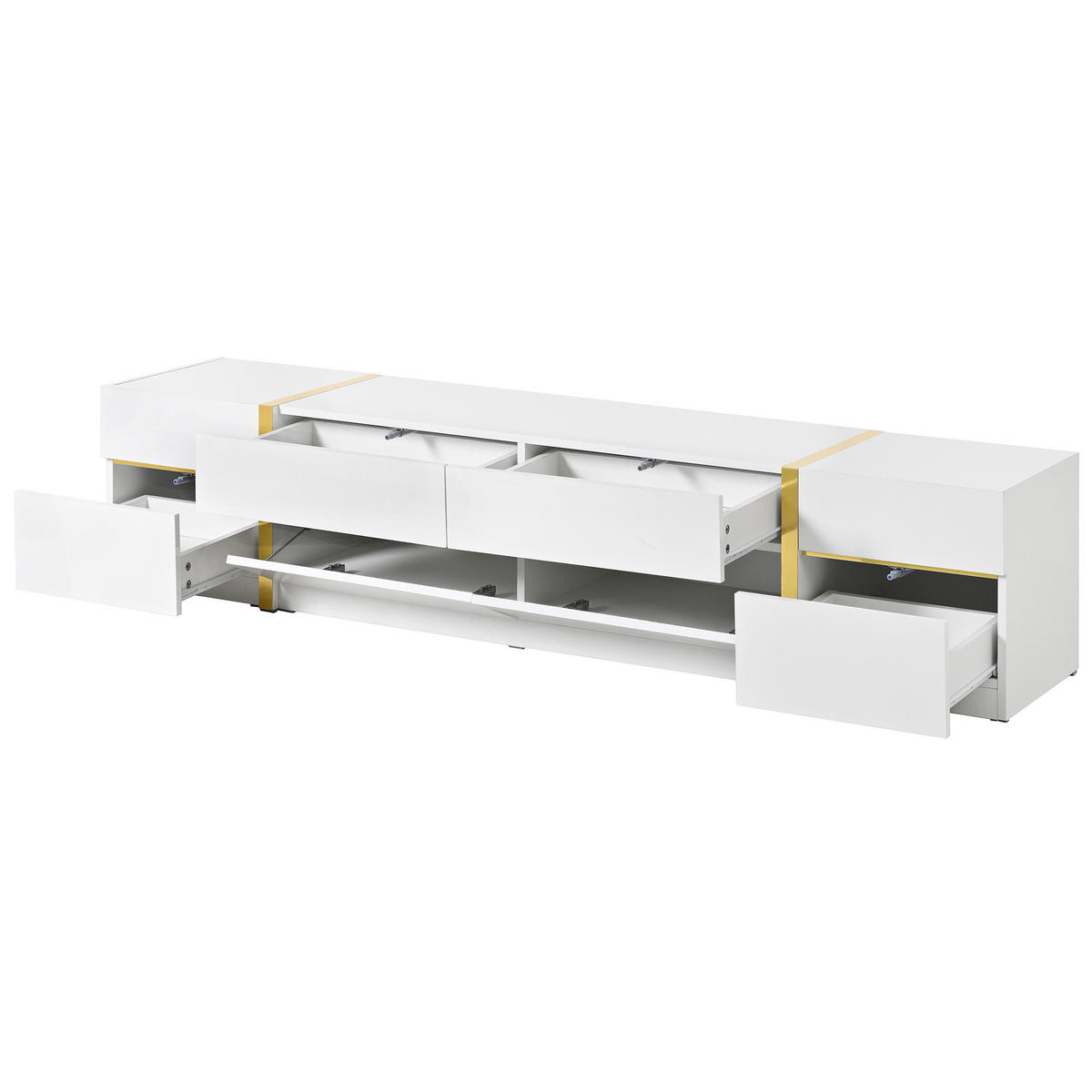 TV-SCHRANK 180/40/38 cm Weiß aus MDF mit 4 Schubladen und 2 Türen - Weiß, Holzwerkstoff (180/38/40cm) - OKWISH