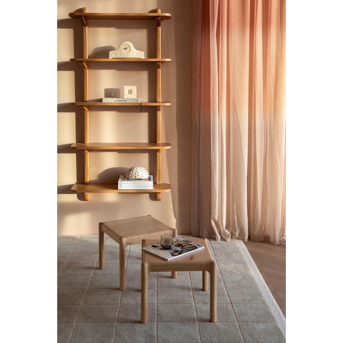 BEISTELLTISCH Ember 2er-set - Naturfarben, Holz (40/40/32cm) - Zuiver