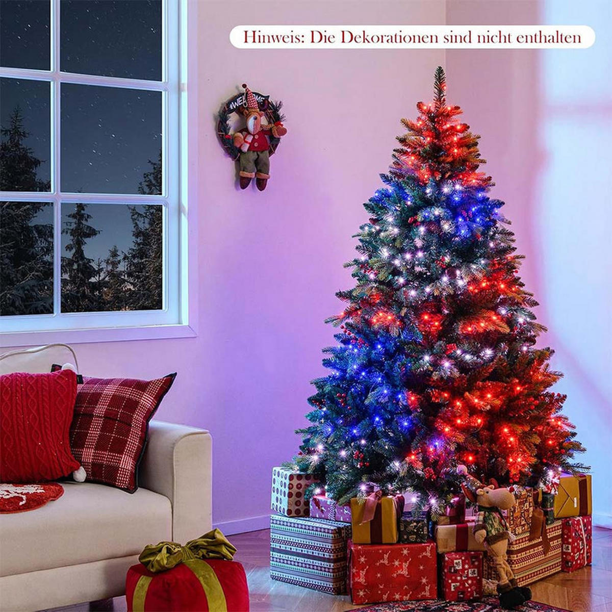 WEIHNACHTSBAUM mit 370 APP-gesteuerten RGB-Lichtern 180cm Grün - Grün, Metall (180cm) - COSTWAY