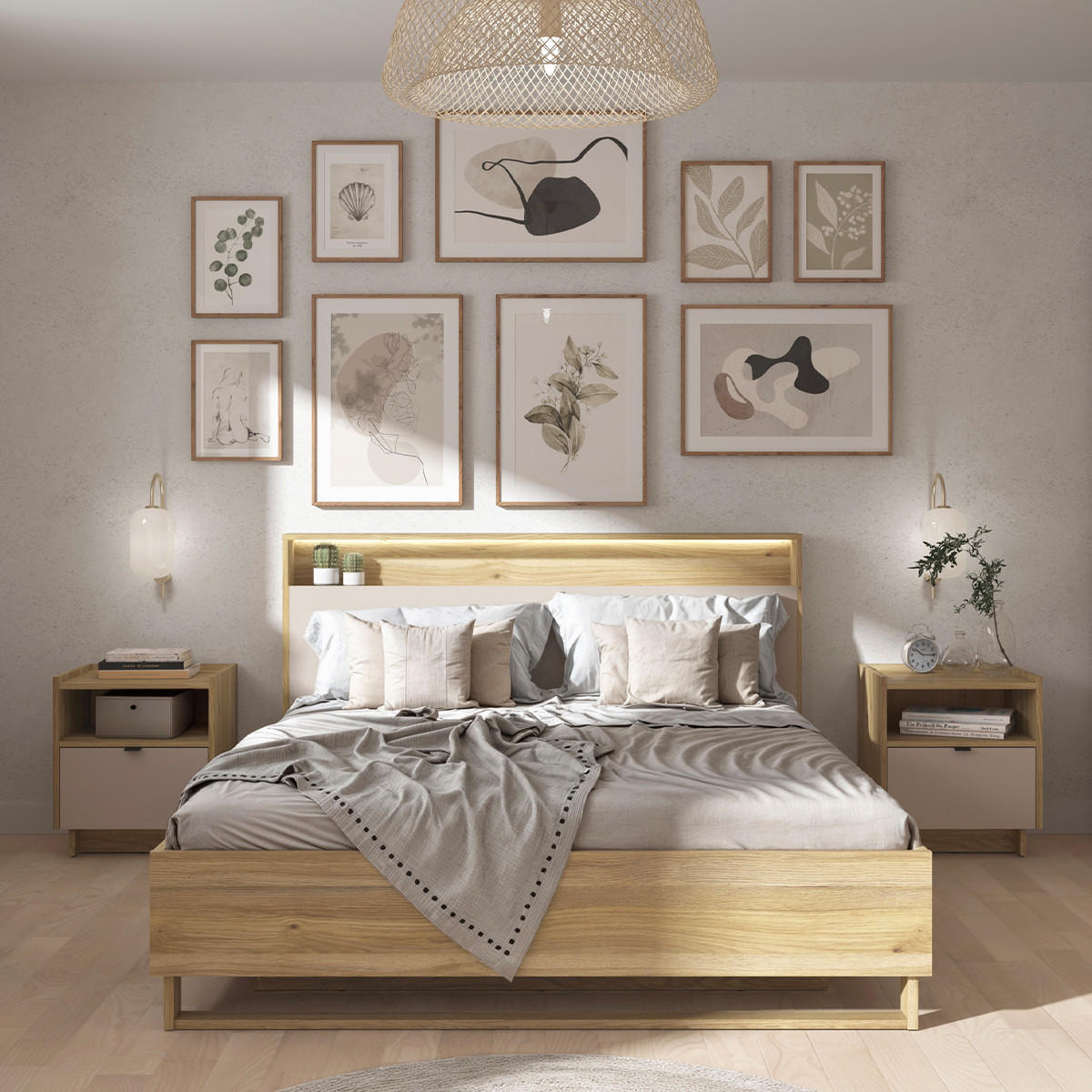 BOXBETT 160/200 Donna Kaschmir - Beige, Holzwerkstoff (160/200cm) - Petits-meubles