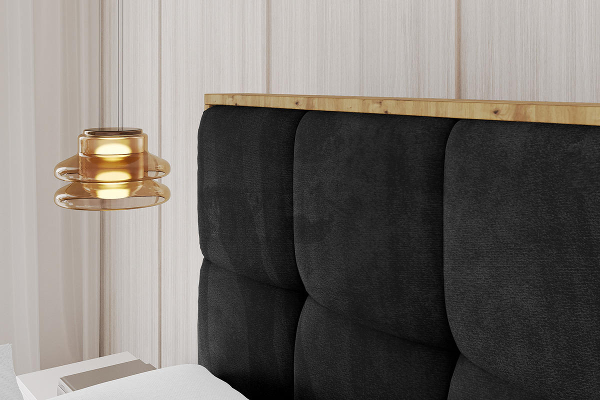 POLSTERBETT mit Bettkasten und Lattenrost, Boxbett ohne Matratze - ENZO7 200x200 Schwarz - Schwarz, Holzwerkstoff/Textil (200/200cm) - ALTDECOR