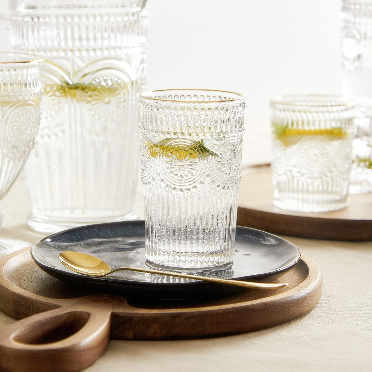 GLÄSER Barrel niedrig mit Goldrand 0,35 l 6er-Set - Transparent, Glas (0.35L) - Homla