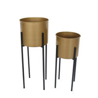 PFLANZSTÄNDER Gunnar 2er Set Schwarz-Gold Eisen Blumenständer - Schwarz, Metall (24/24/62cm) - DELUKE