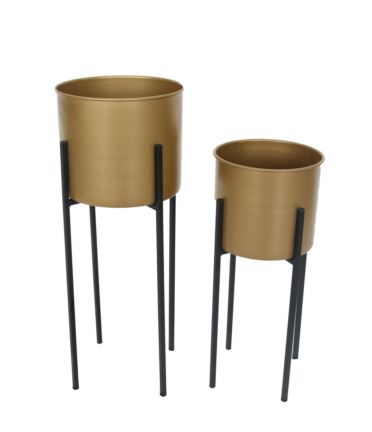 PFLANZSTÄNDER Gunnar 2er Set Schwarz-Gold Eisen Blumenständer - Schwarz, Metall (24/24/62cm) - DELUKE