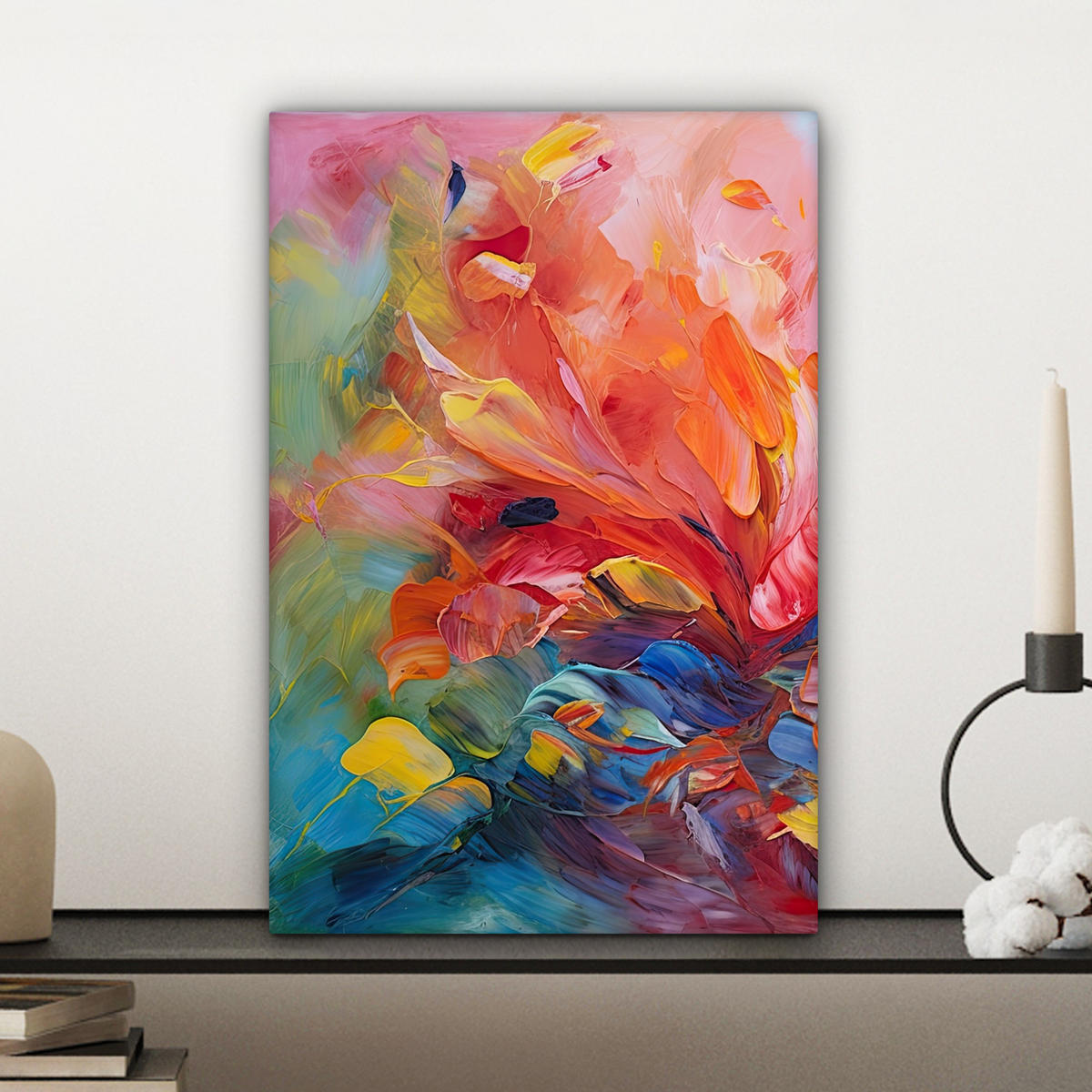 LEINWANDBILD Ölgemälde - Kunst - Abstrakt - Farbenfroh 20x30 cm - Altrosa, Textil (20/30cm) - MuchoWow