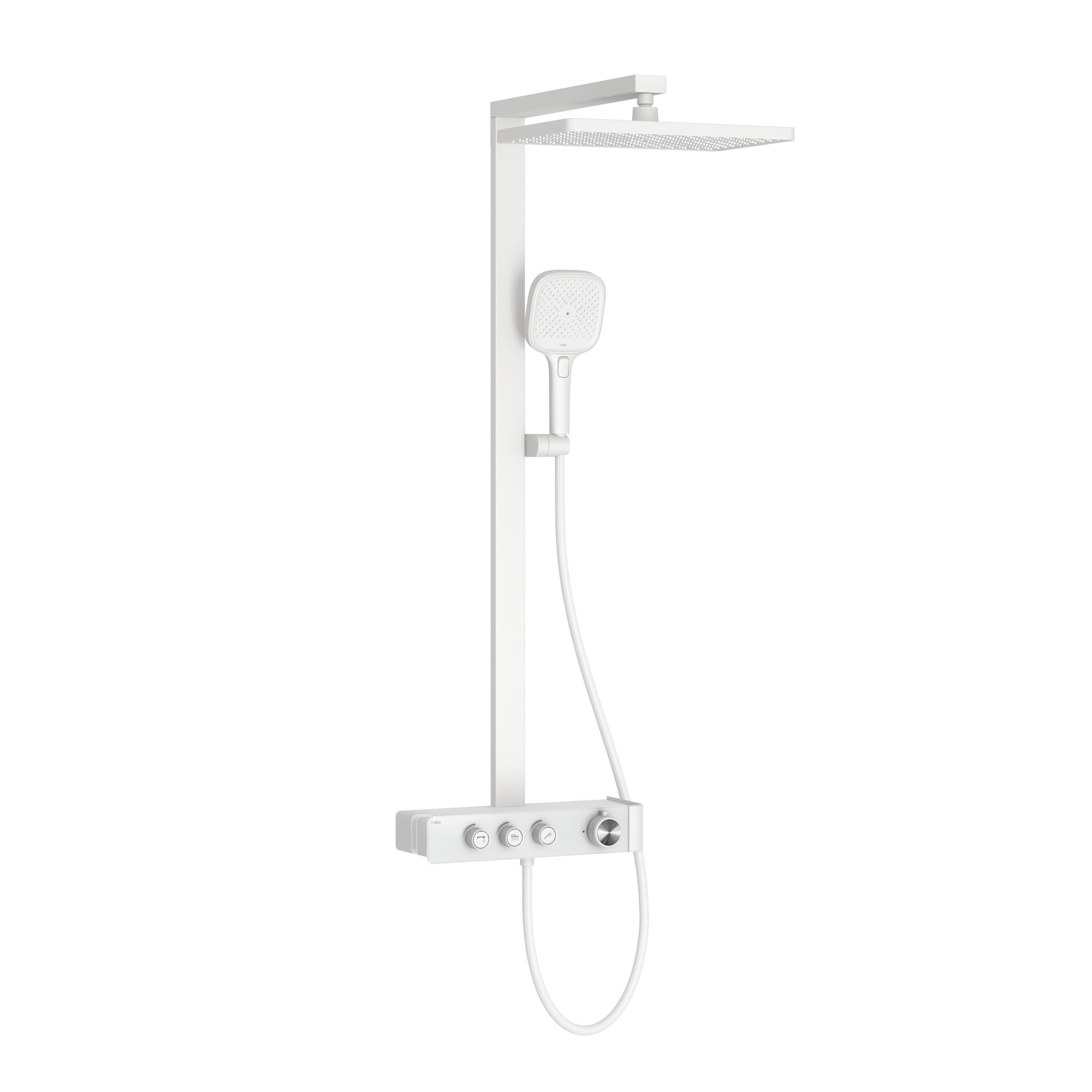 DUSCHSET med trev&auml;gsblandare f&ouml;r konstant temperatur, mattvit 112/36/48.5 cm