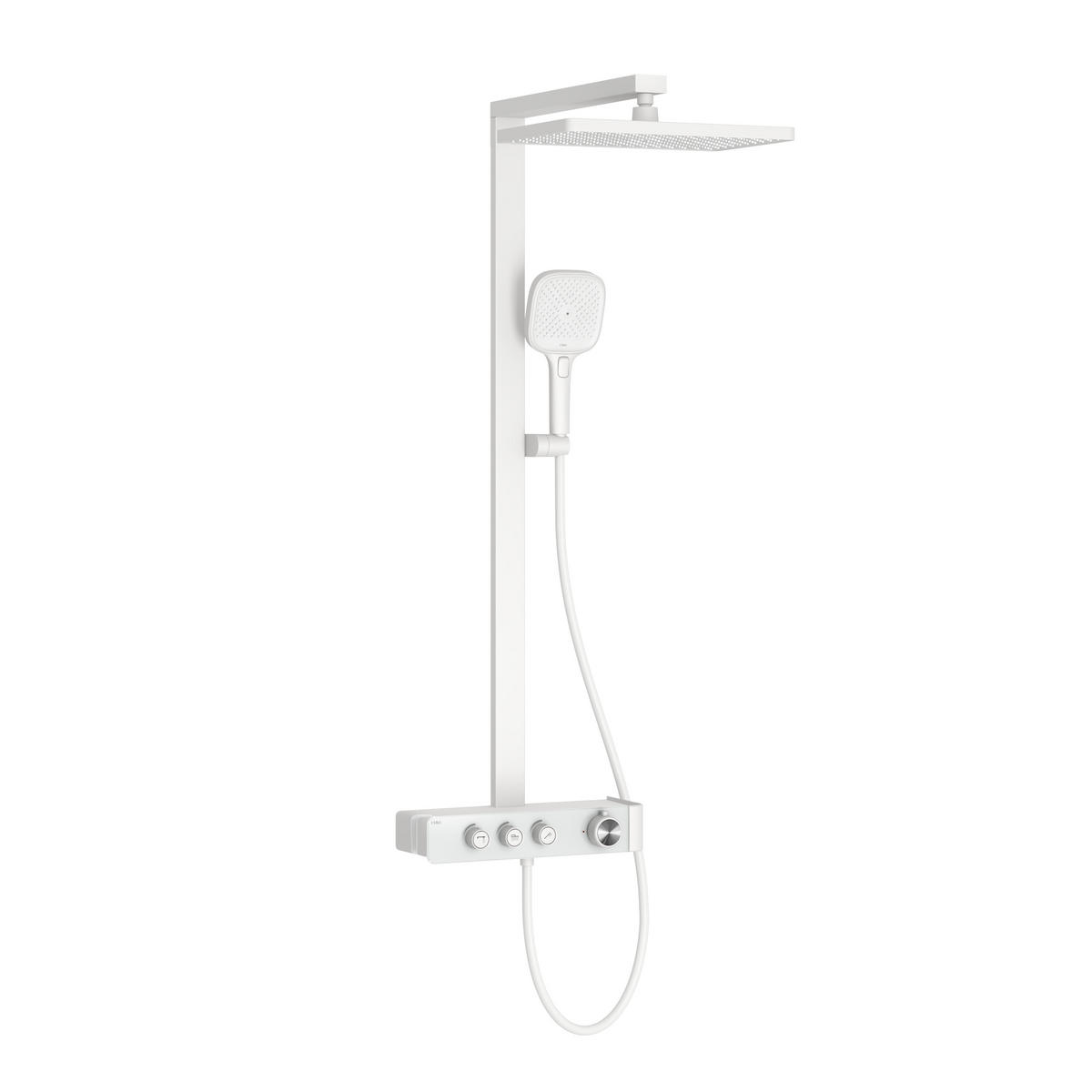 ÜBERKOPFBRAUSESET mit Dreiwege-Konstanttemperaturmischer Weiß Matt - Weiß, Metall (36/112/48.5cm) - EMKE