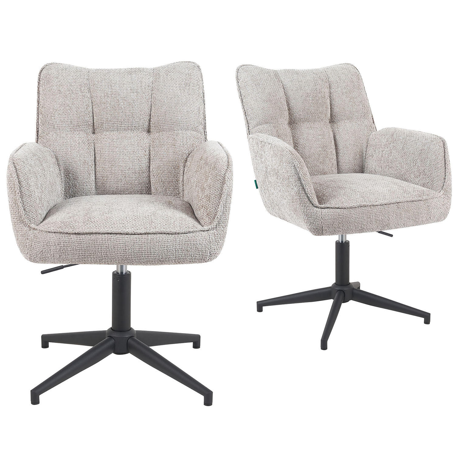 BÜROSTUHL Mika-Lea - Hellgrau/Schwarz, Textil/Metall (59/81/66cm) - DUBI Möbel
