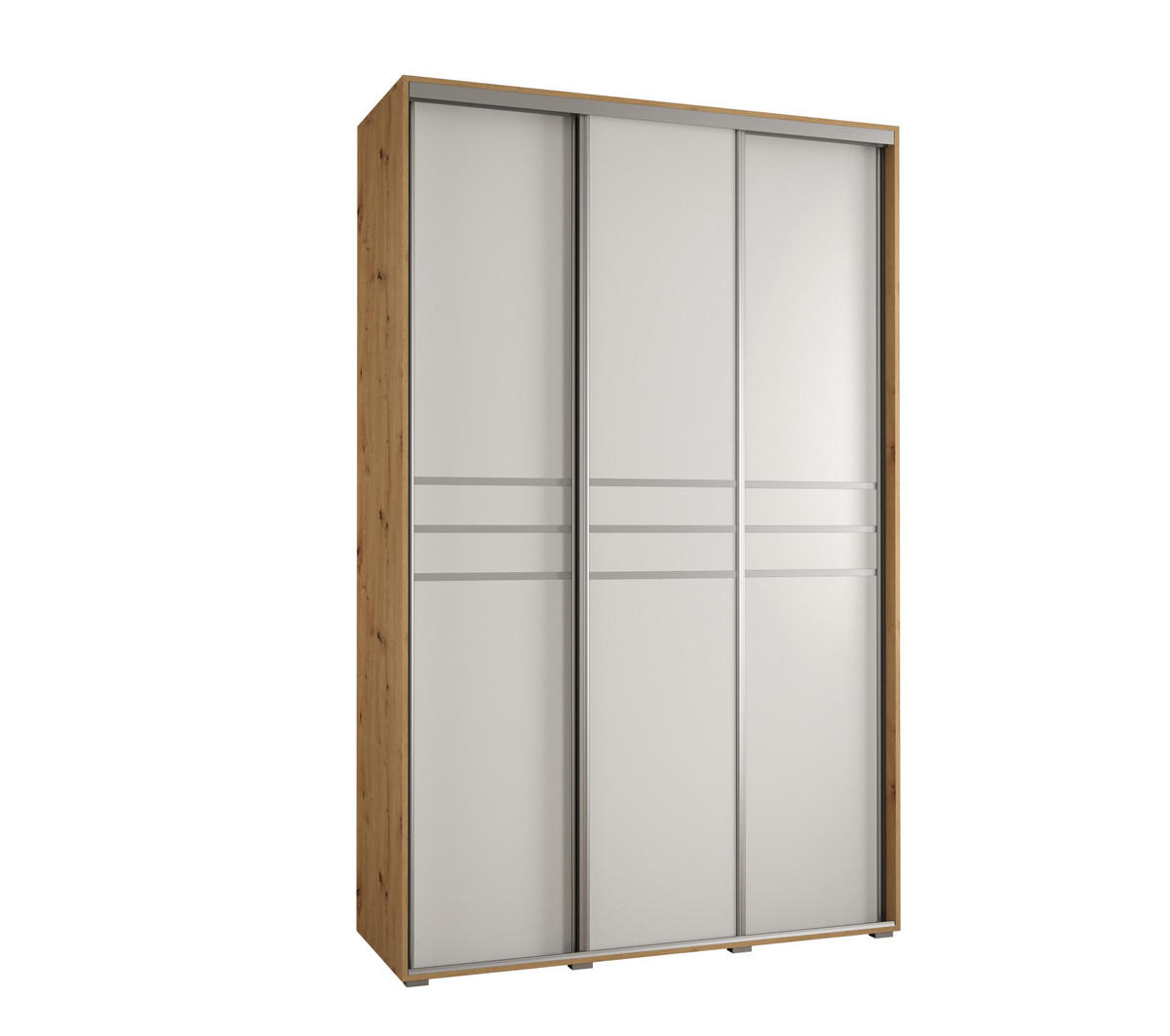 SCHWEBETÜRENSCHRANK 235,2/160/45 3-türig - Silberfarben/Weiß, Holz/Metall (160/235/45cm) - Abiks Möbel
