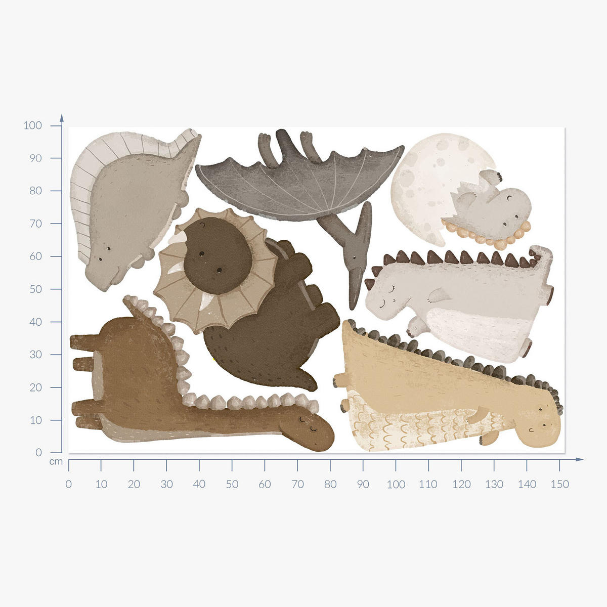 WANDAUFKLEBER 100x152cm - Pastellfarbene Dinosaurier - Multicolor, Kunststoff (100/152/0.1cm) - Wallfluent