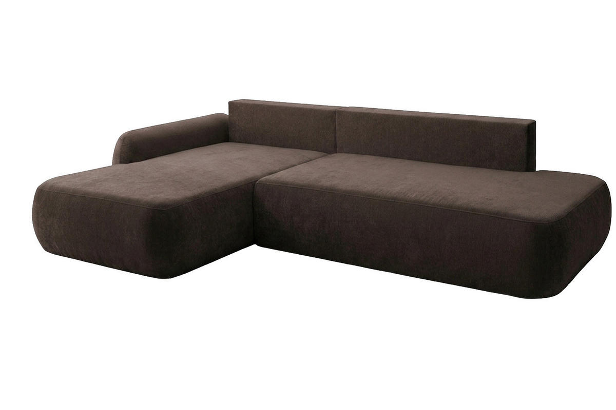 ECKSOFA Mit Schlaffunktion Und Bettkasten, Velvet-Stoff Vena, Braun, Links, HELA I - Braun, Holz (302/184cm) - Kaiser Möbel