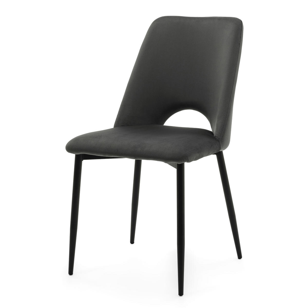 STUHL ORO gepolsterter mit Steppung - grau - Samt Velour - Schwarz/Grau, Textil/Metall (47/91/55cm) - NEW HOME