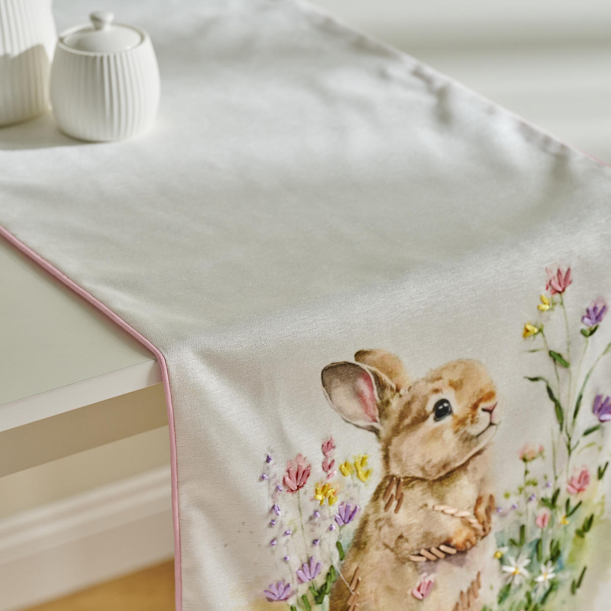TISCHLÄUFER Bunnelle - Weiß, Textil (180/40/1cm) - home&you