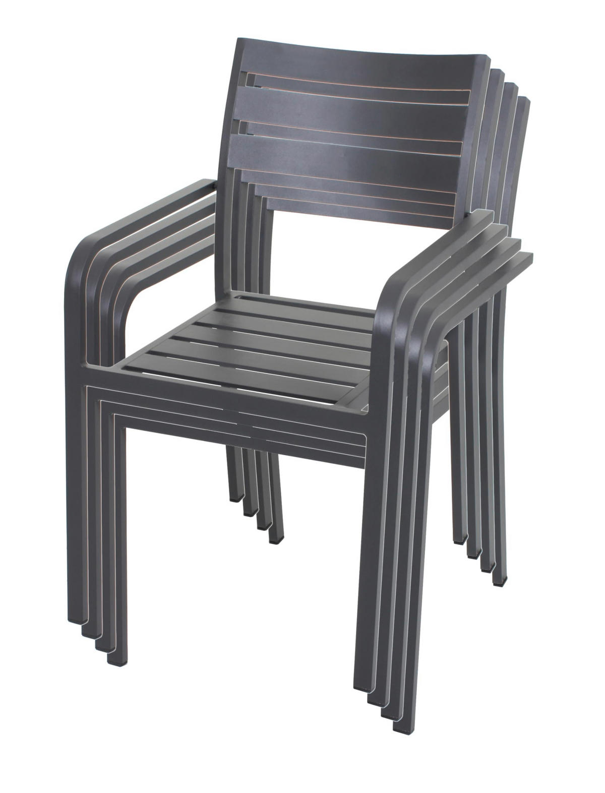 GARTENSTUHL 4er Set Wilma Gartenstühle - Anthrazit, Metall (55/88/63cm) - DELUKE