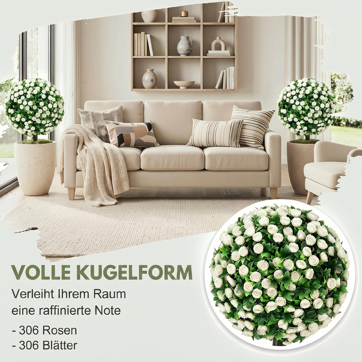 KÜNSTLICHE Pflanzen Weiß 30.0/30.0/55.0cm - Weiß, Kunststoff (55cm)