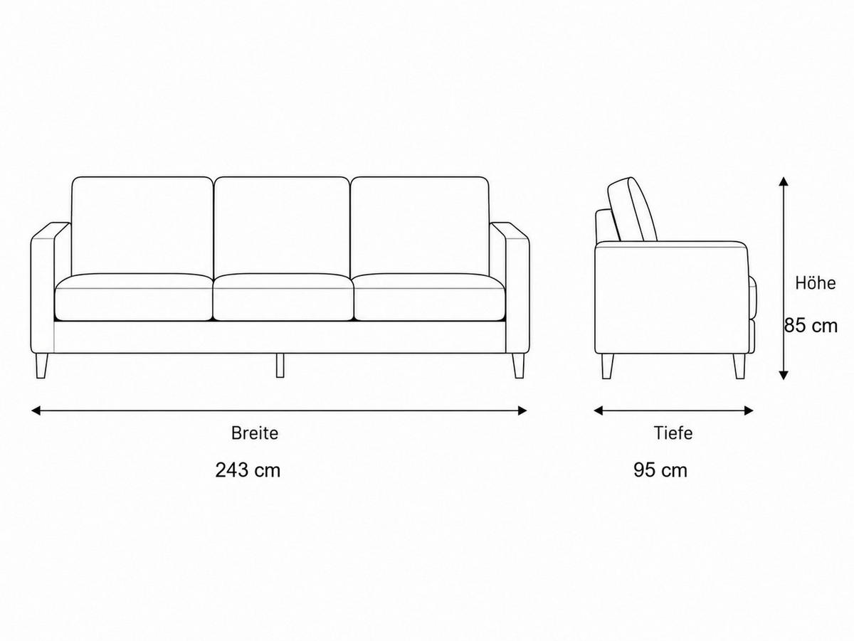 SITZGARNITUR Regina, Braun Stellvariante 3+3+1 - Braun, Holzwerkstoff/Kunststoff (243/85/95cm)
