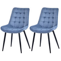 STUHL-SET 2 Stück aus Samt in Modernem Stil-YZ2 - Blau, Textil (53/88/62.5cm) - HOMAVO