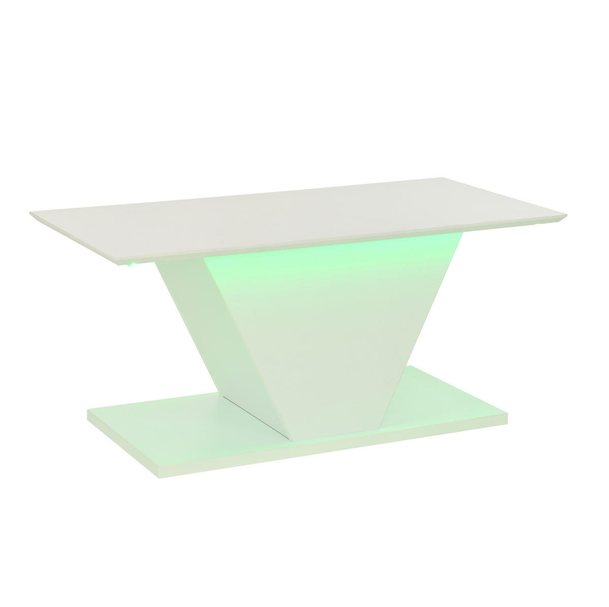 COUCHTISCH mit LED 100 x 50 x 46 cm Hochglanz Weiß V-Form - Weiß, Holzwerkstoff (100/50/46cm) - Meubliv