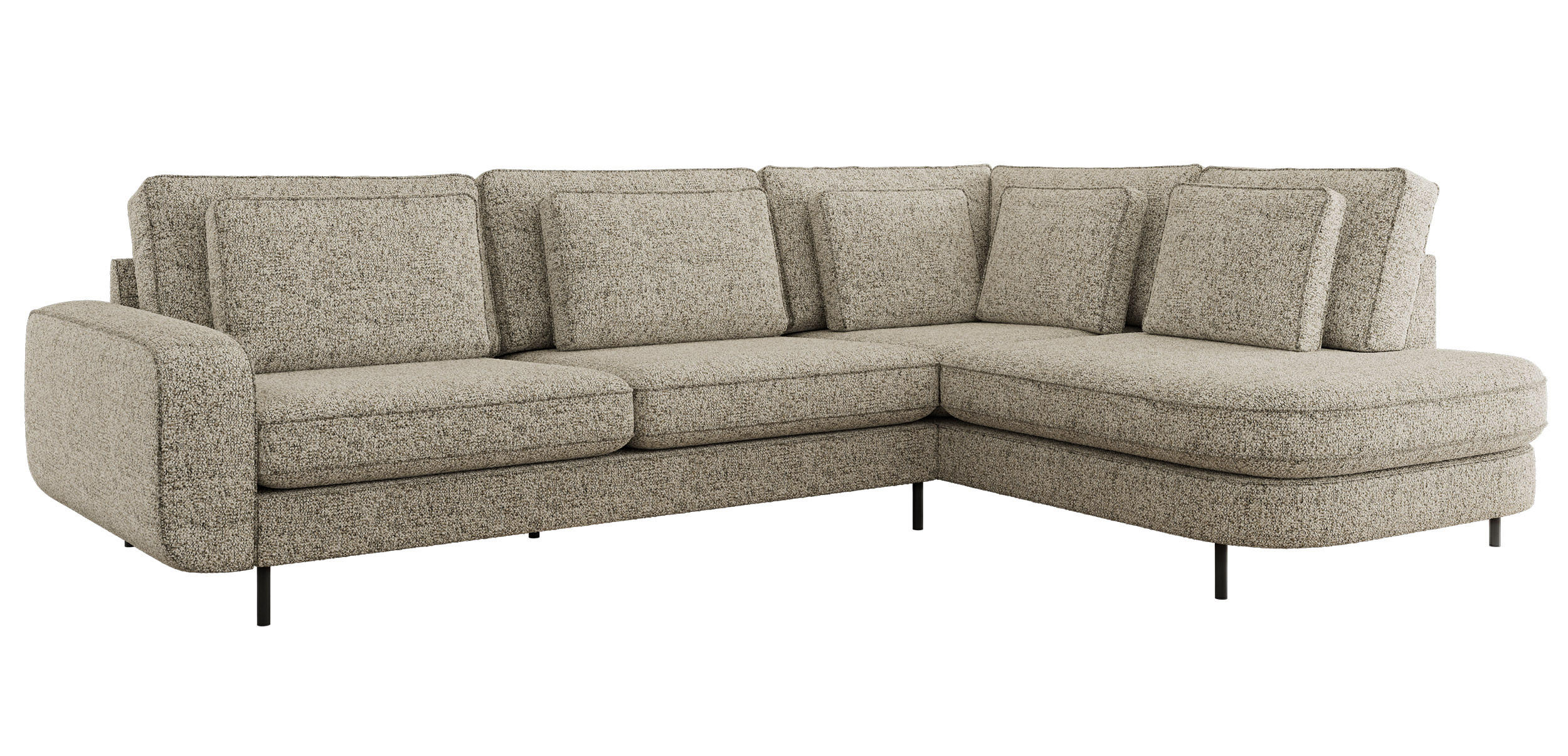 ROHOVÁ SEDAČKA CALENO L - Béžová Strukturovaná látka - Levá Strana - černá/béžová, kov/textil (317/225cm) - MKS