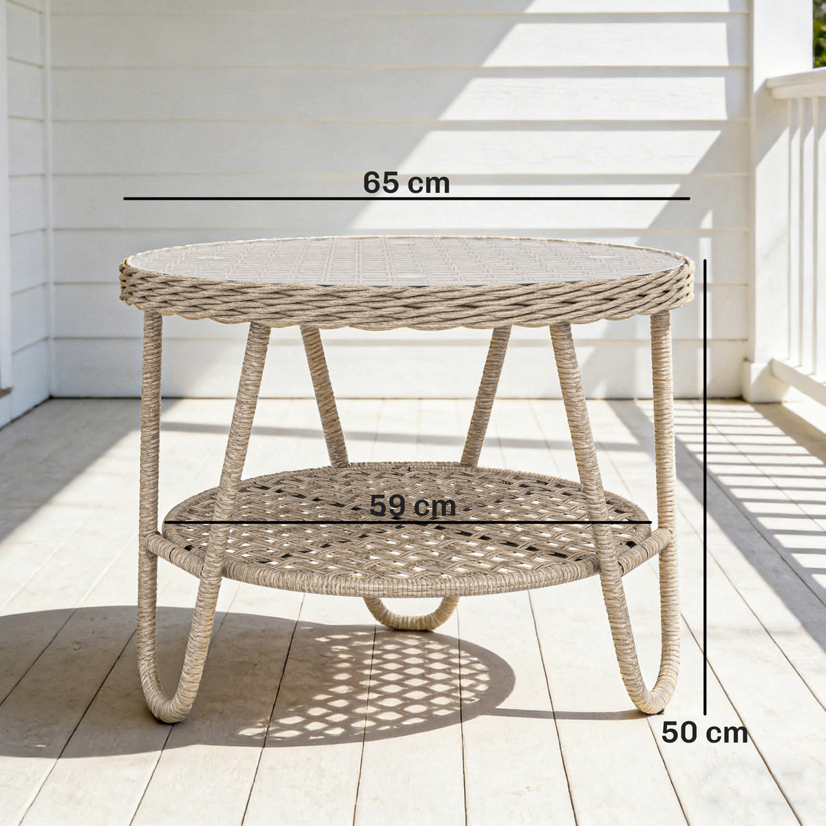 OUTDOOR-BEISTELLTISCH PE galvanisiertes-Metall Gelb - Gelb, Glas/Kunststoff (65/65/50cm) - Outsunny