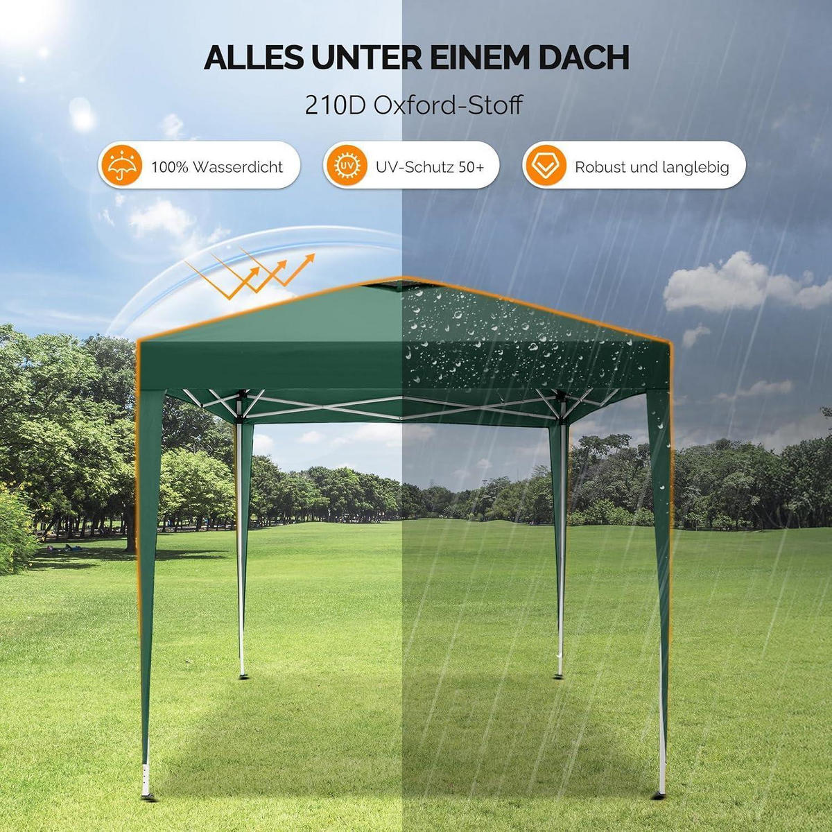 FALTPAVILLON 3x3m mit 4 Seitenteilen Grau - Olivgrün, Metall (300/260/300cm)