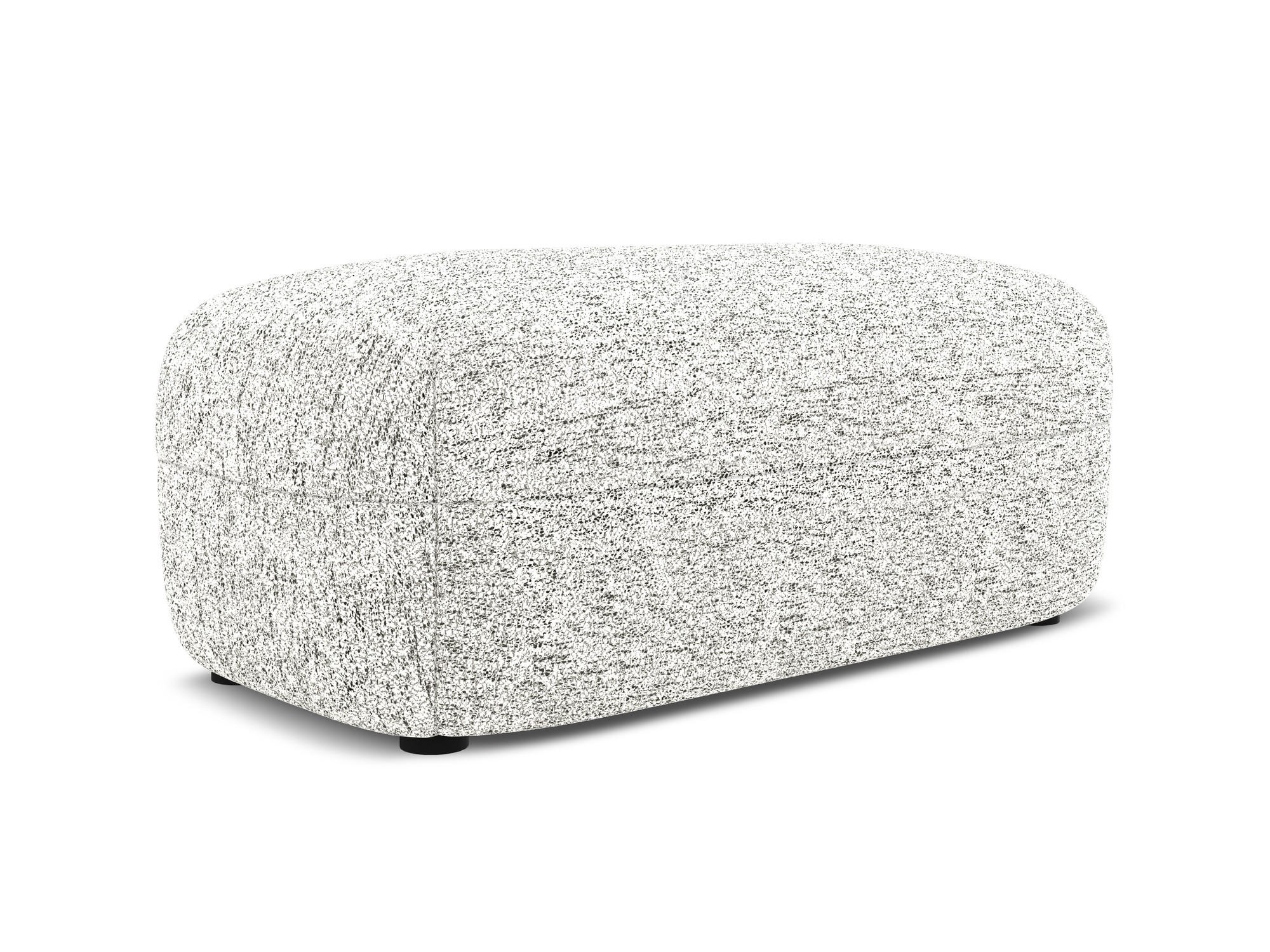 POUF Strukturstoff Stoff Weiß - Beige/Schwarz, Kunststoff/Textil (92/40/48cm) - Makamii