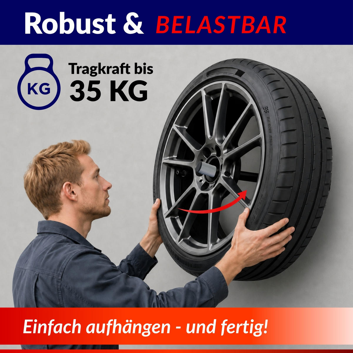 AUTOREIFEN-WANDHALTER PREX PRO 8er Reifen Set HxBxT 17x13x35 cm Traglast 35 kg Schwarz Set für Garage Zum Anschrauben mit hoher Qualität - Schwarz, Metall (35/13/9cm) - PROREGAL