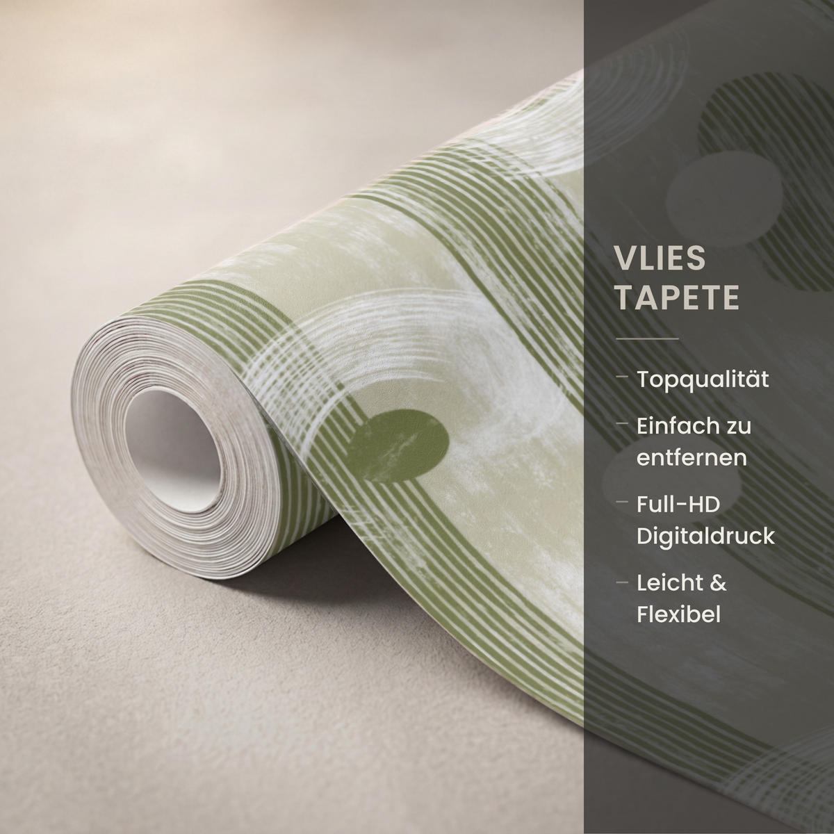TAPETE - Künstlerisch - Modern - Grün - 140x200 cm - Olivgrün, Papier (140/200cm) - OnlyWow