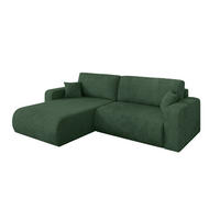 ROHOVÁ SEDAČKA s funkcí spaní, otoman vlevo BERY-L 276x193x88 zelená manšestr - černá/tmavě zelená, kompozitní dřevo/textil (276/193cm) - ALTDECOR