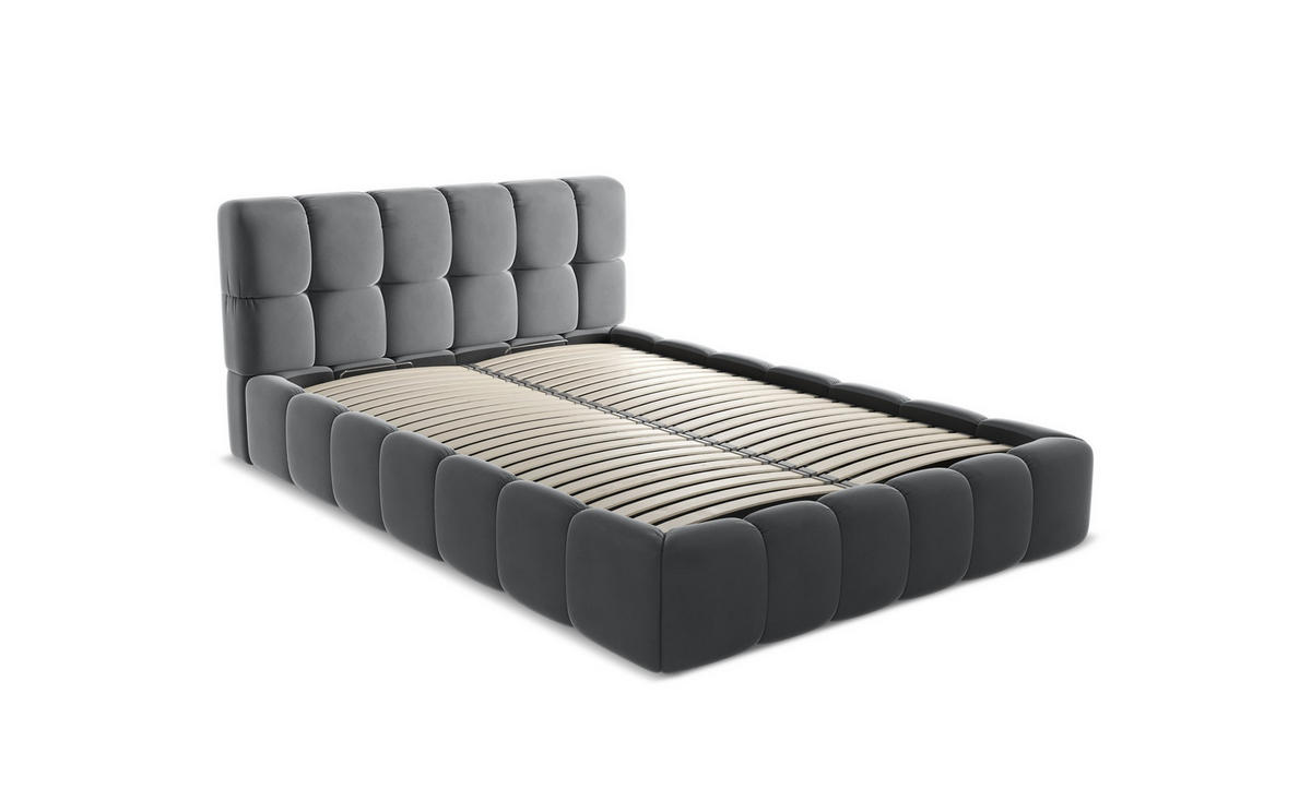 POLSTERBETT mit Bettkasten und Lattenrost 190x215 Grün - Schwarz/Olivgrün, Kunststoff/Textil (140/200cm) - Makamii