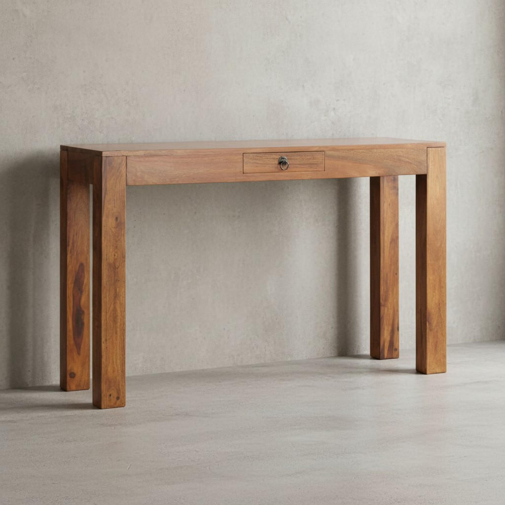 KONSOLENTISCH Akazienholz Schublade Landhausstil NAKO, Braun 120x40x70 cm - Braun, Holz/Metall (40/120/70cm) - KADIMA DESIGN
