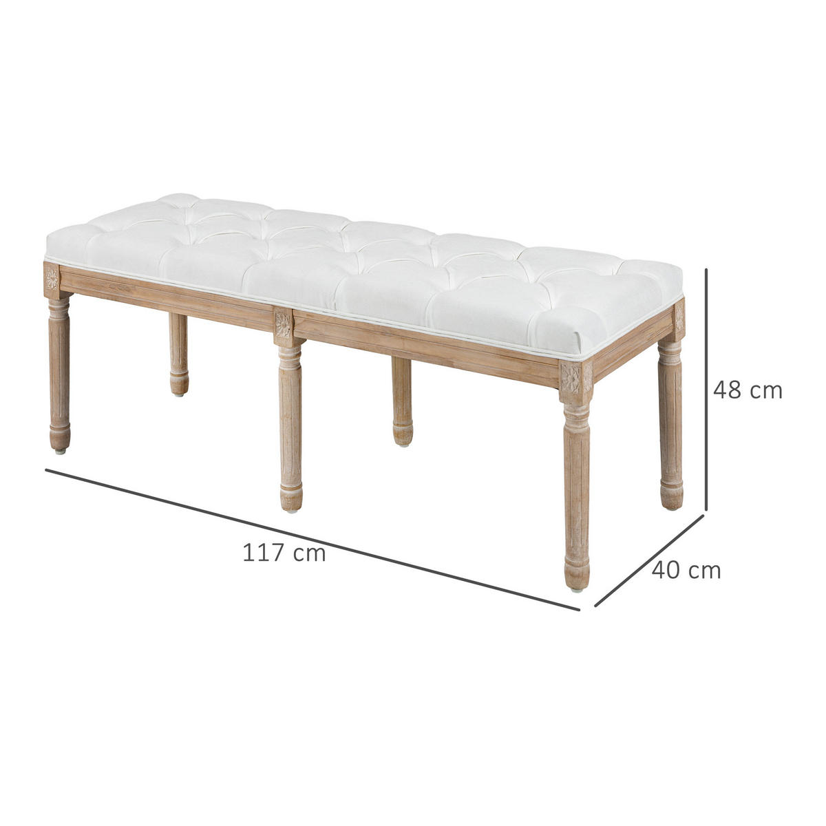 SITZBANK Creme 117/40/48 cm - Creme, Holz/Fell (40/48/117cm) - PANGIVO