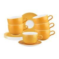 MILCHKAFFEETASSEN MIT UNTERTASSEN Liberty Pure Colors Mango Orange 380 ml 6er Set - Orange, Keramik (0.38L) - Seltmann Weiden