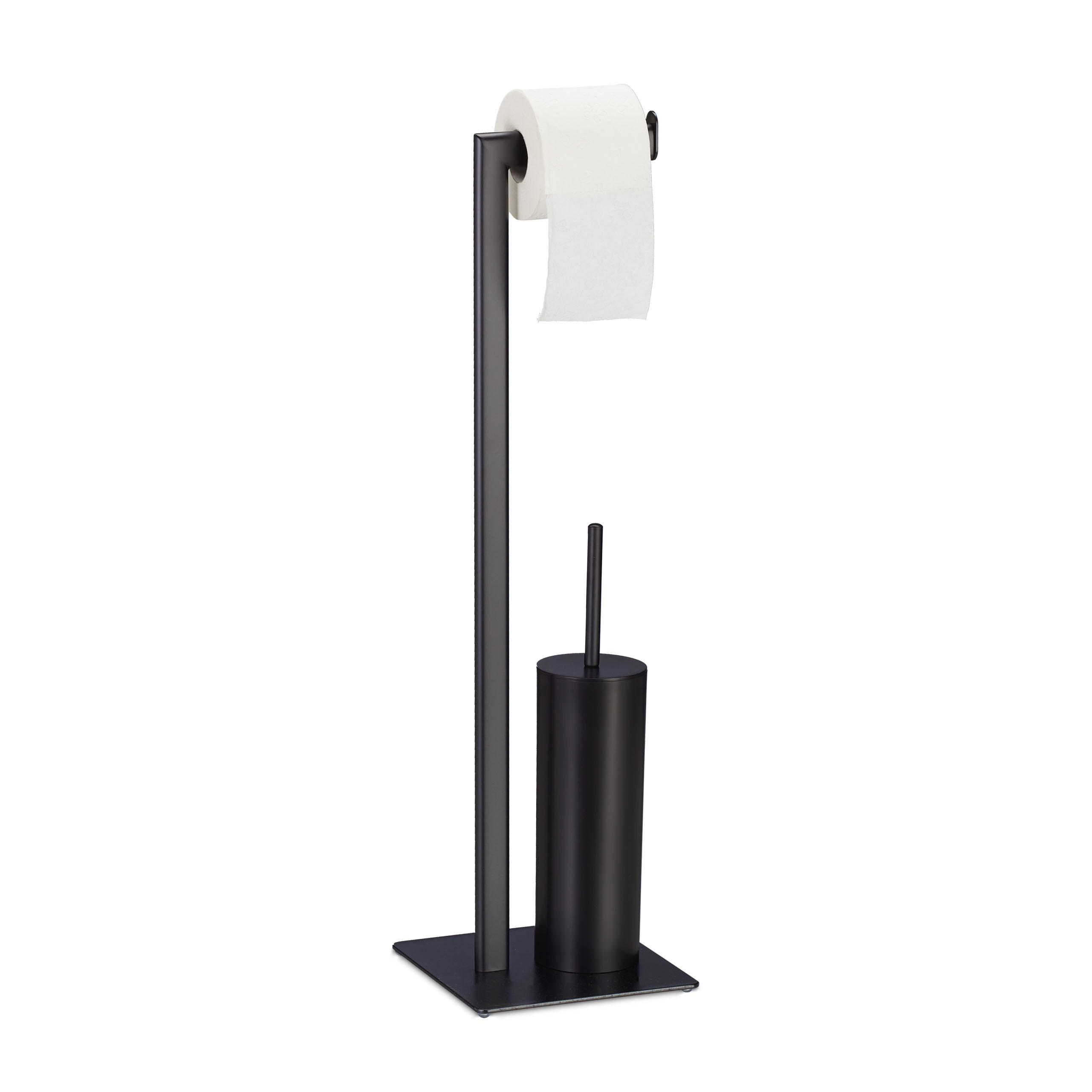 WC Garnitur - Schwarz, Metall (20/72.5/20cm) - Relaxdays