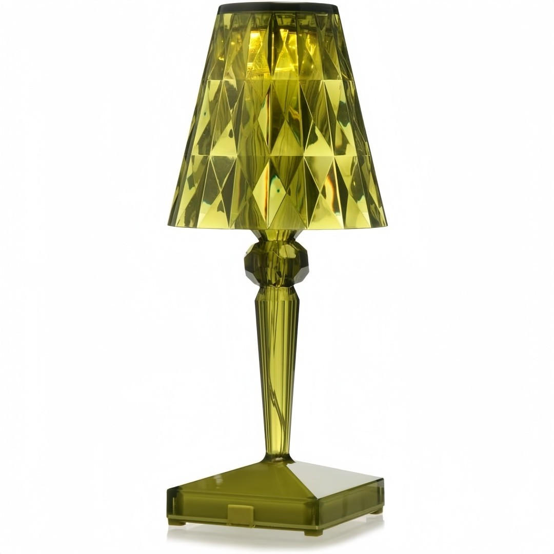 TISCHLEUCHTE Olivgrün Akku Dimmbar Diamantdesign - Olivgrün, Kunststoff (12/26/12cm) - Authentics