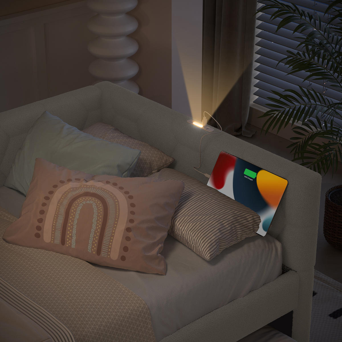 POLSTERBETT 90/200 cm Weiß aus Boucle mit Ausziehbett - Weiß, Textil (90/200cm) - OKMYHOME