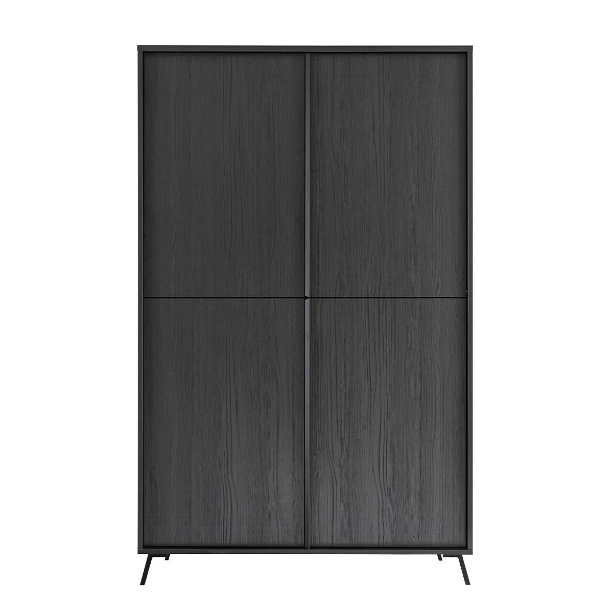 HIGHBOARD mit 4 Türen H174 cm - City - Schwarz, Holzwerkstoff (104/174/40cm) - Calicosy