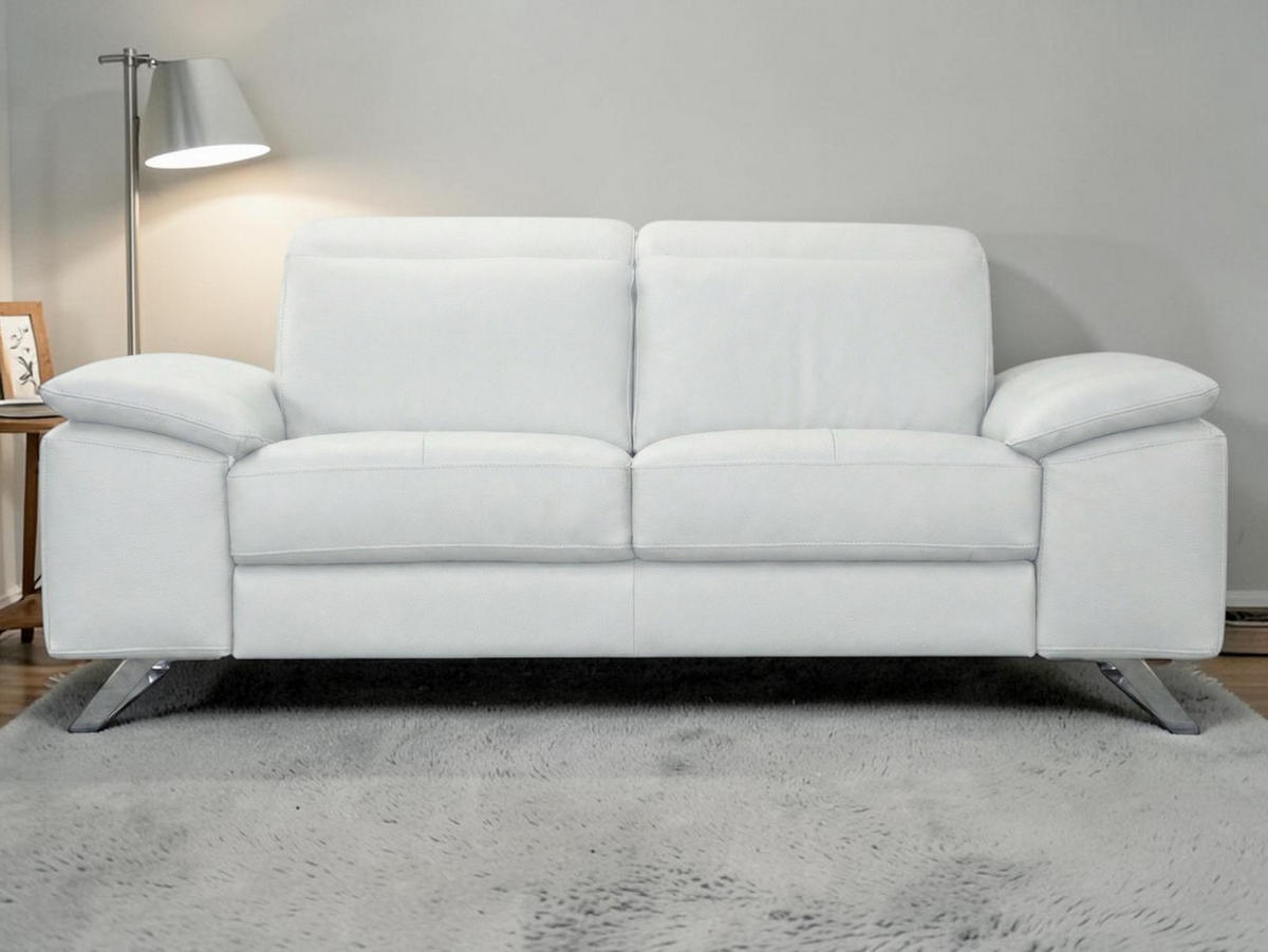 3-SITZER Sofa Genius Echtleder Weiß - Weiß, Leder/Metall (220/80/104cm)