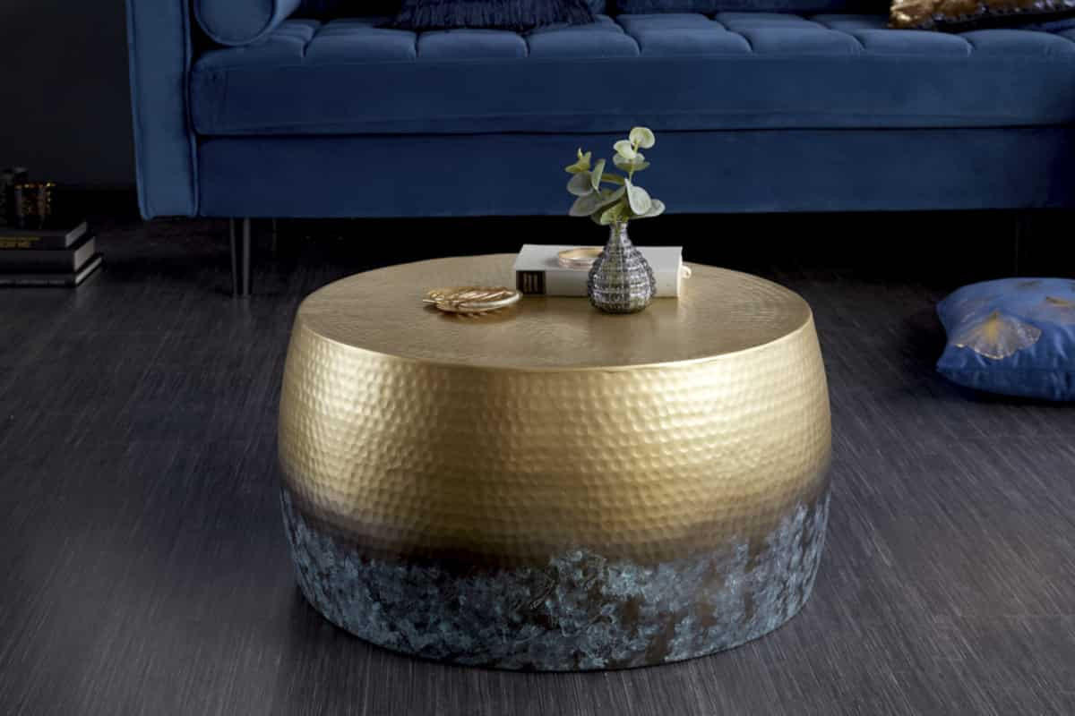 COUCHTISCH ORIENT III Metall Gold 60 cm - Blau/Goldfarben, Metall (60/60/31cm) - riess-ambiente