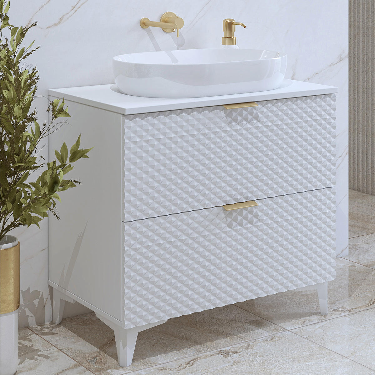 DONJI ELEMENT ZA UMIVAONIK 80.4cm Cléa Bijeli - bijela, drvni materijal (80.4/62.6/48.5cm) - Petits-meubles