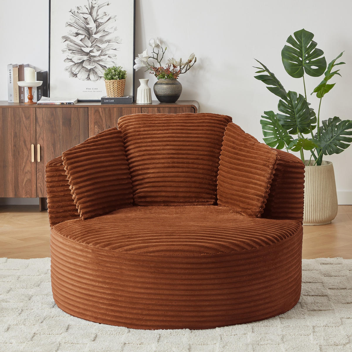 SESSEL rund Cord Orange - Orange, Kunststoff (113/86/124cm) - Meubliv