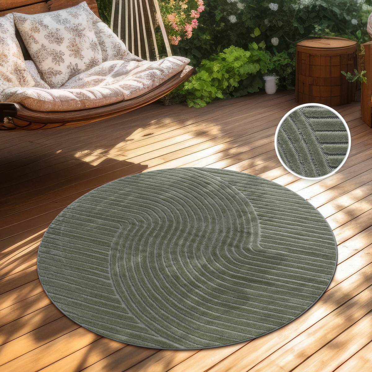 OUTDOORTEPPICH 160/160 cm Cotton 233 - Grün, Textil (160/160cm) - Paco Home