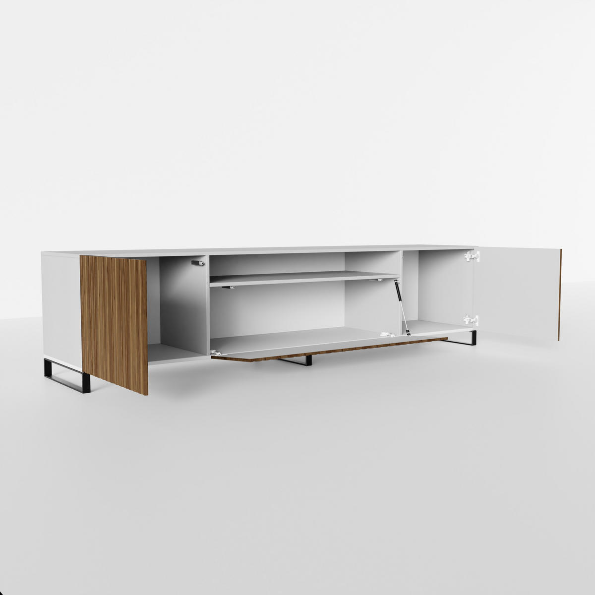 LOWBOARD LIVO 200/41/40 cm, Stand-TV-Schrank Weiß / Eichefarben - Eichefarben/Braun, Holzwerkstoff (200/41/40cm) - MASSENO