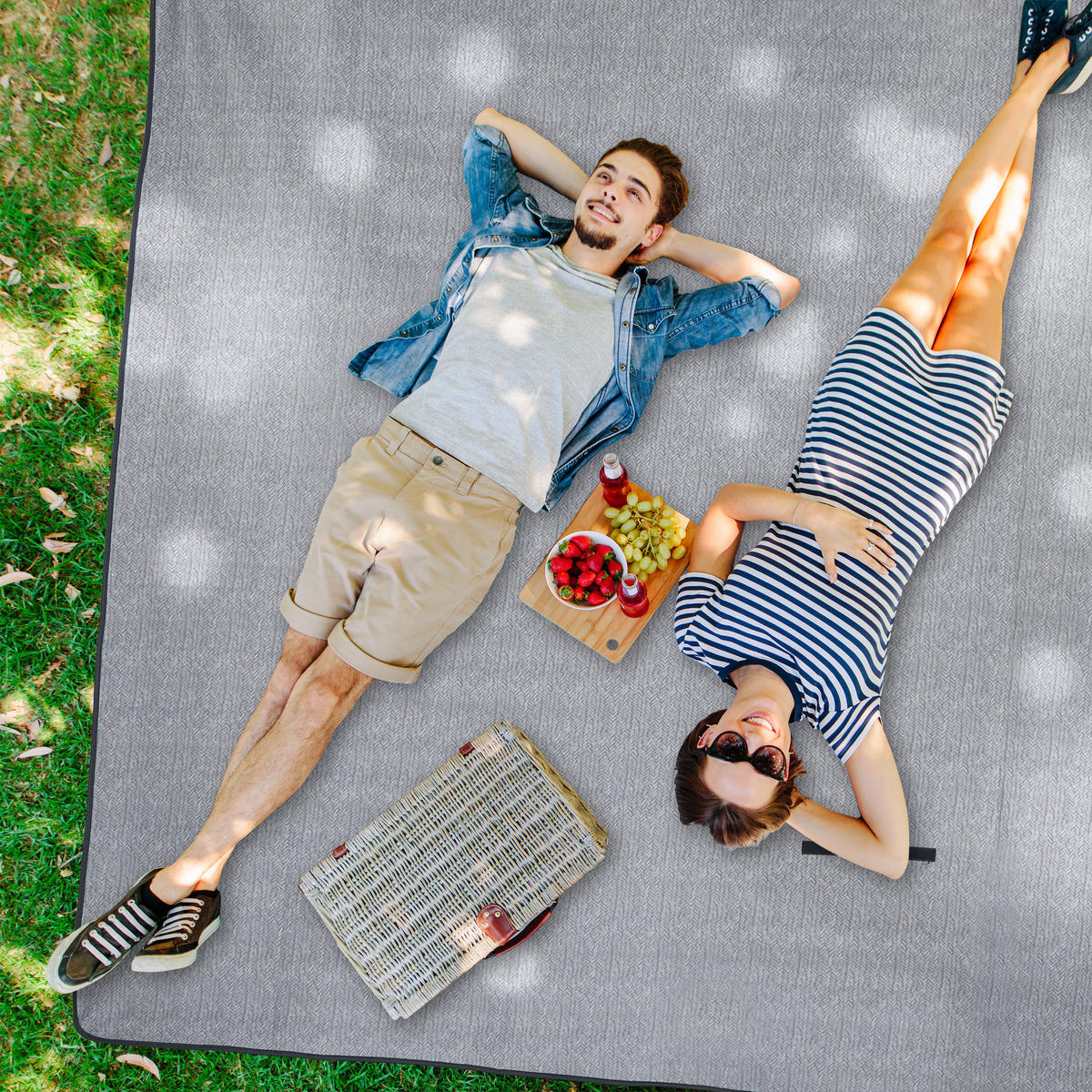 PIKNIKOVÁ deka - různobarevná, kov/textil (300/200cm) - Relaxdays