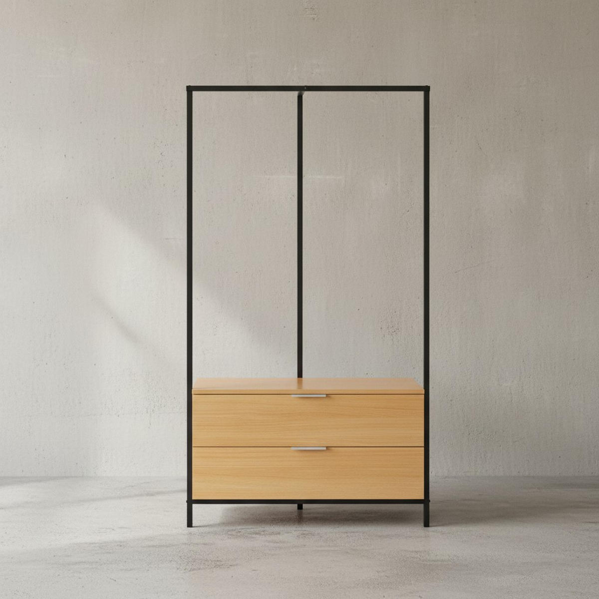 GARDEROBE Eiche-Dekor 152x85x44cm mit Schubladen - Schwarz/Braun, Holzwerkstoff (85/152/44cm) - KADIMA DESIGN
