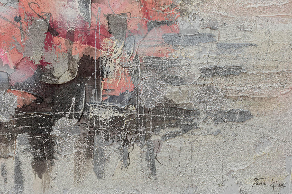 ACRYLBILD HANDGEMALT 104/78 cm - Pink/Weiß, Holz/Textil (104/78cm) - KUNSTLOFT