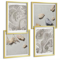 BILDER SET 4er Set - 50x50 cm & 40x60 cm Goldrahmen - Moderne abstrakte Formen - Goldfarben, Kunststoff (50/50cm) - TULUP