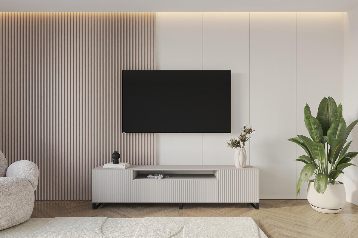 LOWBOARD NOA-2-S 200x53x41 cm - Kaschmir - Kaschmir/Schwarz, Holzwerkstoff (200/53/41cm) - ALTDECOR