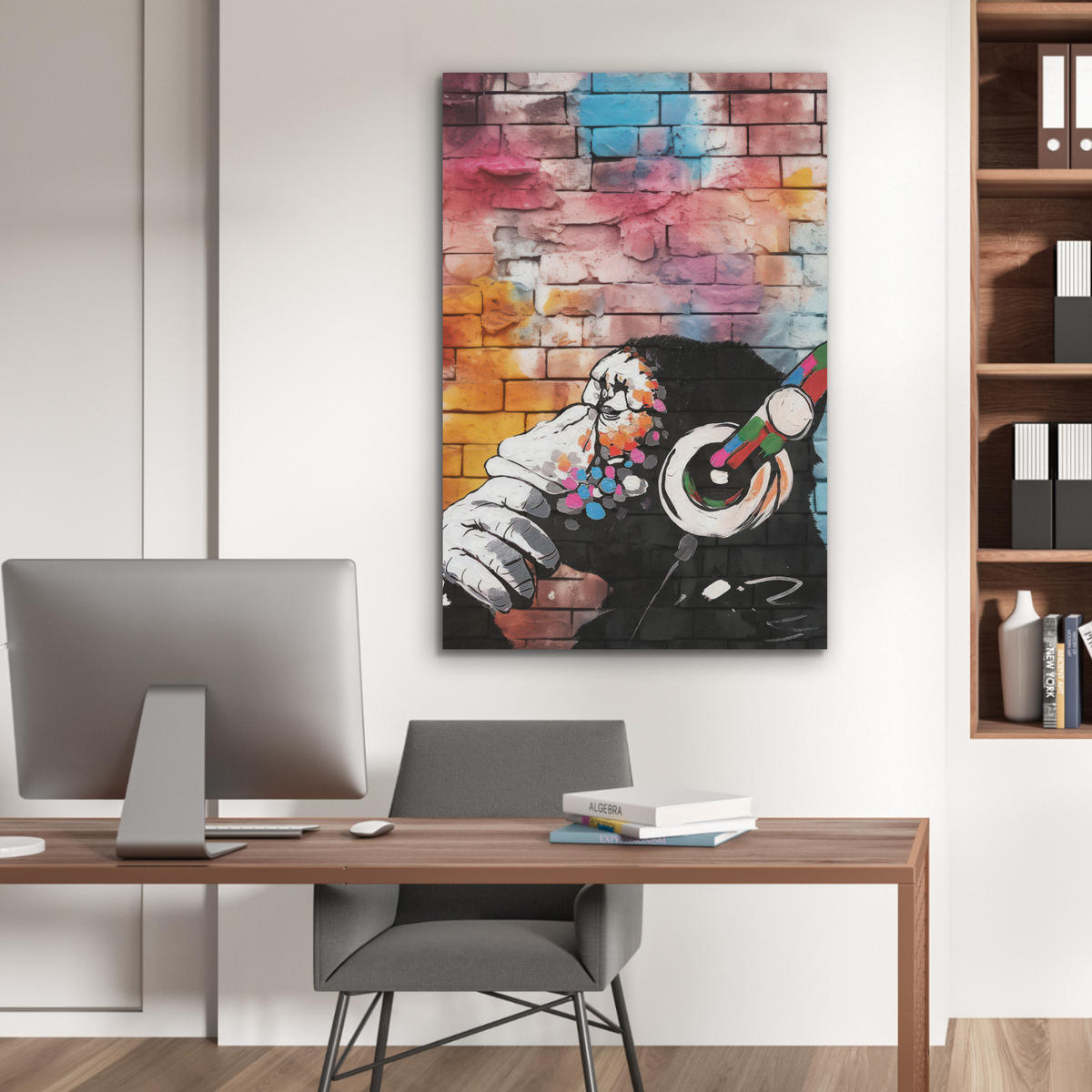 AKUSTIKBILD Affe - Graffiti - Musik Wanddeko 60x90 cm - Multicolor, Kunststoff (60/90/0.9cm) - MuchoWow